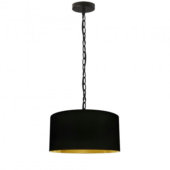 1 Light Small Braxton Black Pendant w/ Black/Gold Shade