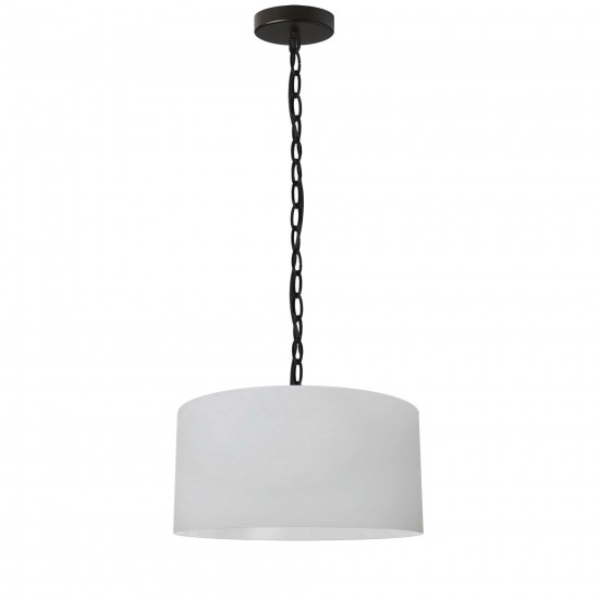 1 Light Small Braxton Black Pendant w/ White Shade