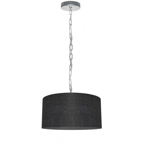 1 Light Small Braxton Polished Chrome Pendant w/ Black/Clear Shade