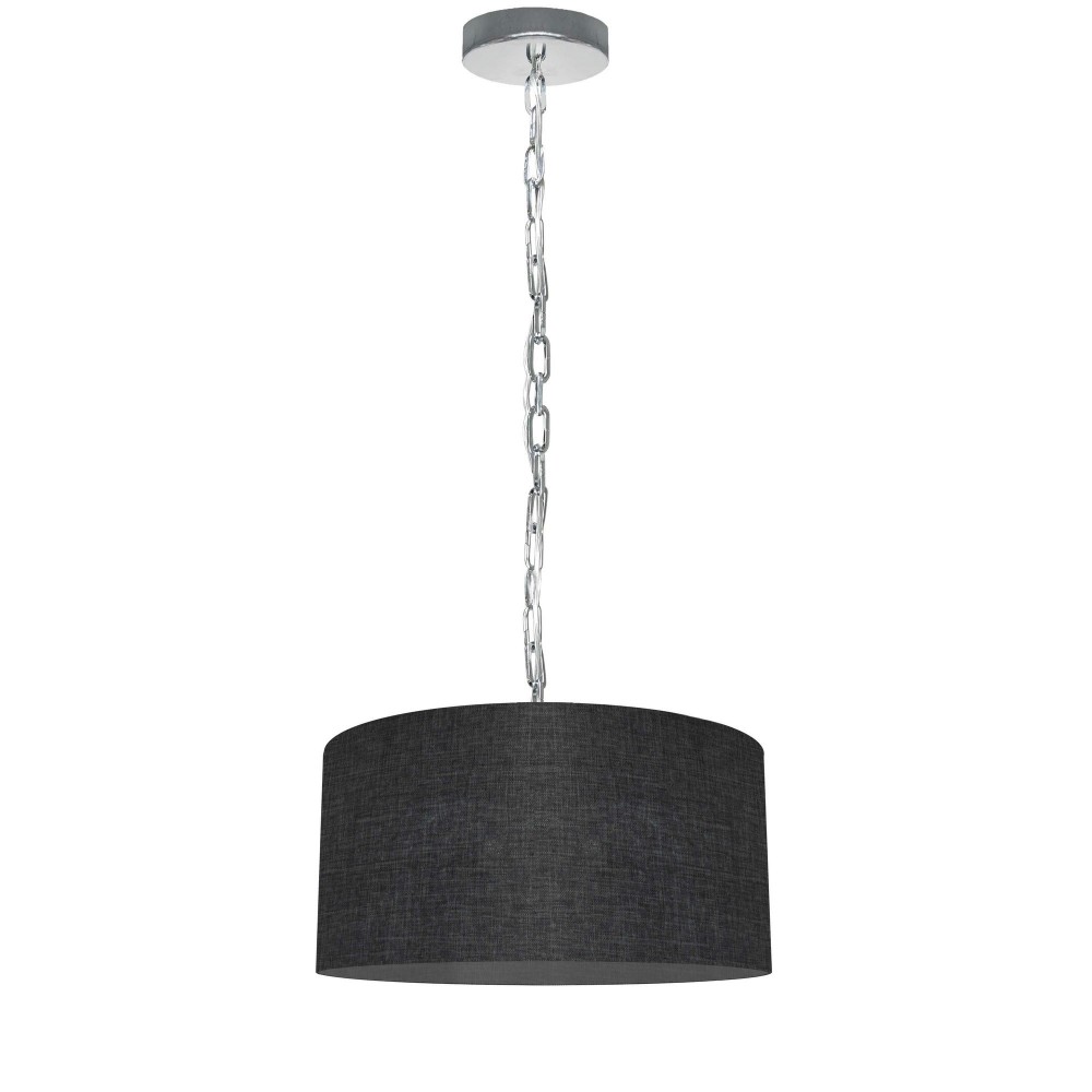 1 Light Small Braxton Polished Chrome Pendant w/ Black/Clear Shade