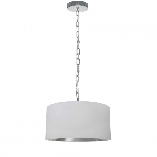 1 Light Small Braxton Polished Chrome Pendant w/ White/Silver Shade