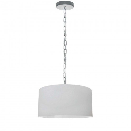 1 Light Small Braxton Polished Chrome Pendant w/ White Shade