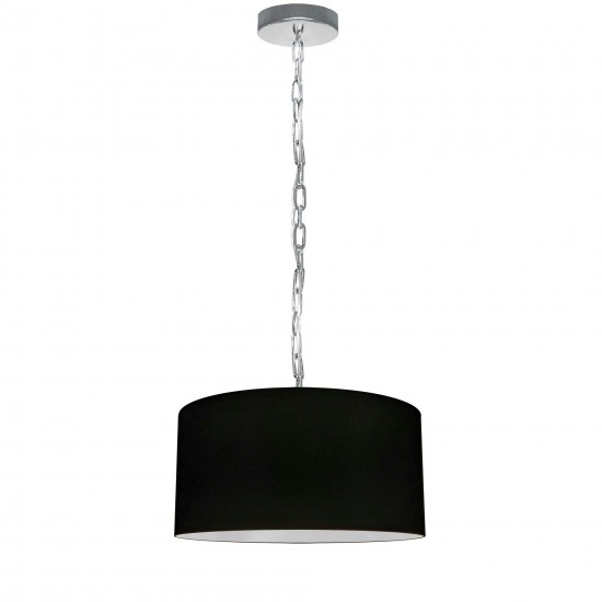 1 Light Small Braxton Polished Chrome Pendant w/ Black Shade