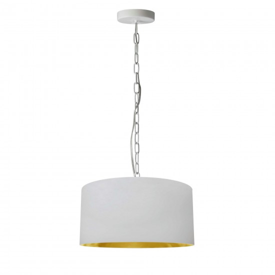 1 Light Small Braxton White Pendant w/ White/Gold Shade