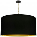 1 Light X-Large Braxton Aged Brass Pendant w/ Black/Gold Shade