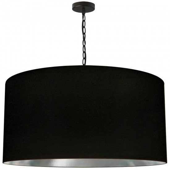 1 Light X-Large Braxton Black Pendant w/ Black/Silver Shade