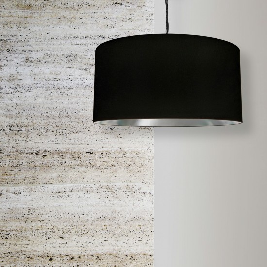 1 Light X-Large Braxton Black Pendant w/ Black/Silver Shade