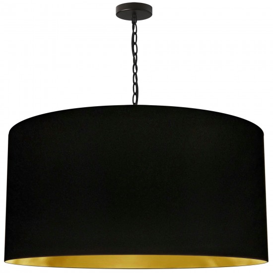 1 Light X-Large Braxton Black Pendant w/ Black/Gold Shade