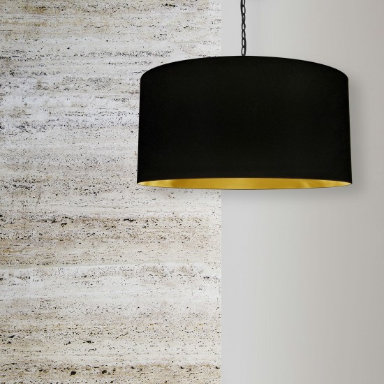 1 Light X-Large Braxton Black Pendant w/ Black/Gold Shade