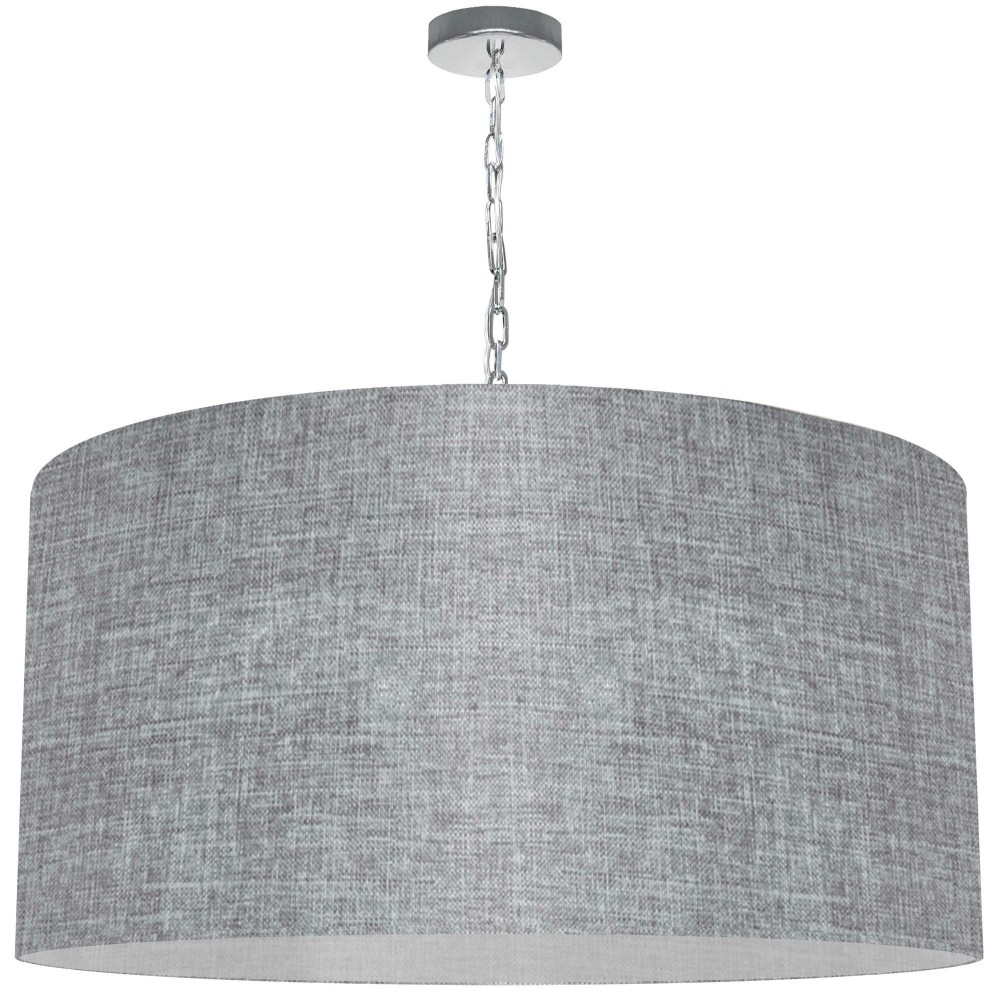 1 Light X-Large Braxton Polished Chrome Pendant w/ Grey/Clear Shade