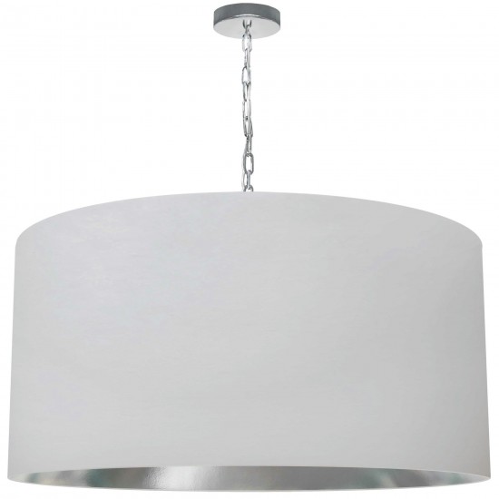 1 Light X-Large Braxton Polished Chrome Pendant w/ White/Silver Shade