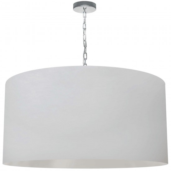 1 Light X-Large Braxton Polished Chrome Pendant w/ White Shade