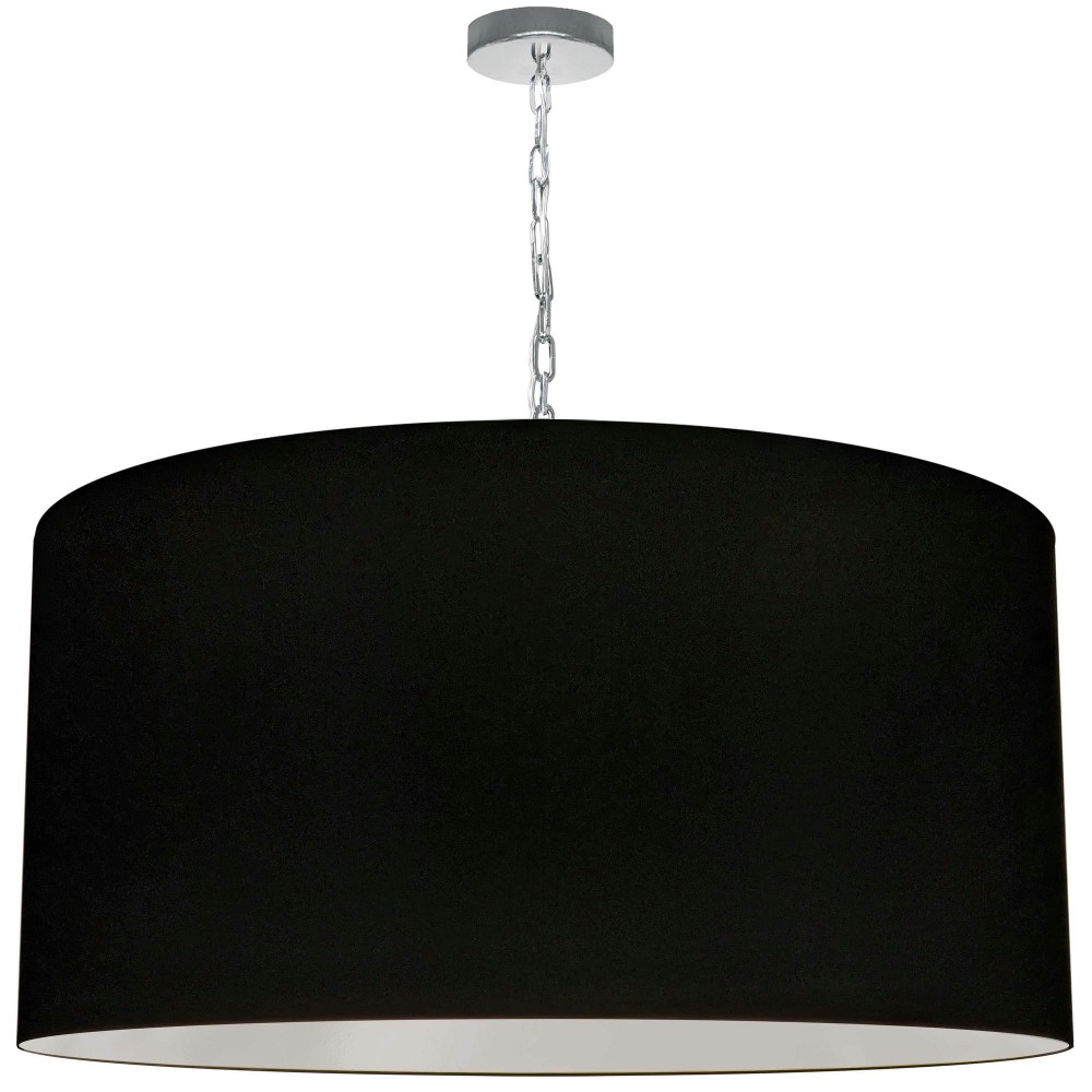 1 Light X-Large Braxton Polished Chrome Pendant w/ Black Shade