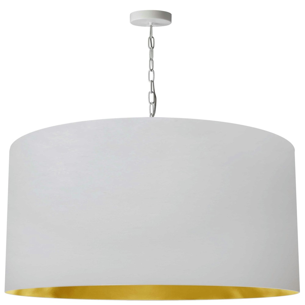 1 Light X-Large Braxton White Pendant w/ White/Gold Shade