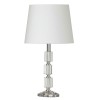 Crystal Table Lamp, Polished Chrome, White Shade, Cylinders