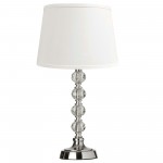 Crystal Table Lamp, Polished Chrome, White Shade, Spheres