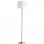 1 Light Incandescent Crystal Floor Lamp, Aged Brass with White Shade