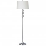 1 Light Crystal Floor Lamp, Polished Chrome, White Shade