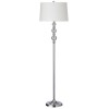 1 Light Crystal Floor Lamp, Polished Chrome, White Shade