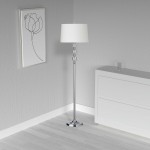 1 Light Crystal Floor Lamp, Polished Chrome, White Shade