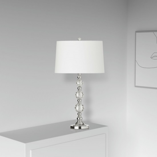 Crystal Table Lamp, Polished Chrome, White Shade