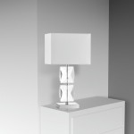 Incandescent Crystal Table Lamp, Chrome Finish, w/ White Shade, C96T-PC