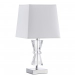 Incandescent Crystal Table Lamp, Chrome Finish, w/ White Shade, C97T-PC