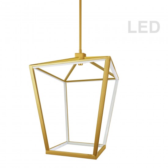 46W Chandelier, Aged Brass with White Diffuser