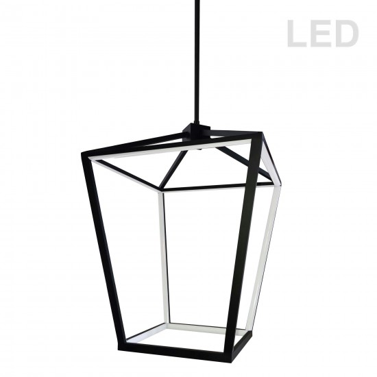 46W Chandelier, Matte Black with White Diffuser