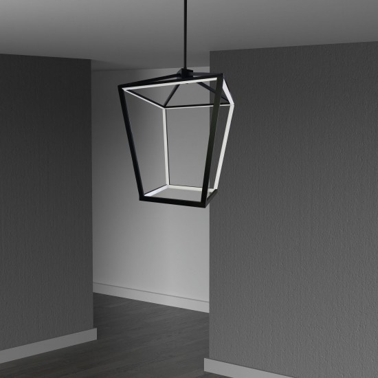 46W Chandelier, Matte Black with White Diffuser