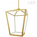 64W Chandelier, Aged Brass with White Diffuser