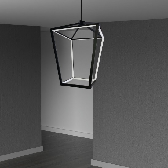 64W Chandelier, Matte Black with White Diffuser