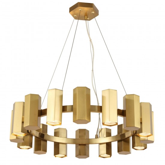 16 Light Halogen Aged Brass Chandelier