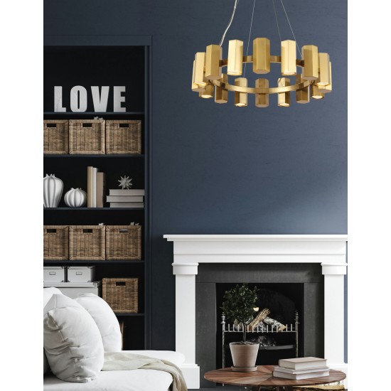 16 Light Halogen Aged Brass Chandelier