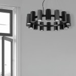 16 Light Halogen Matte Black Chandelier