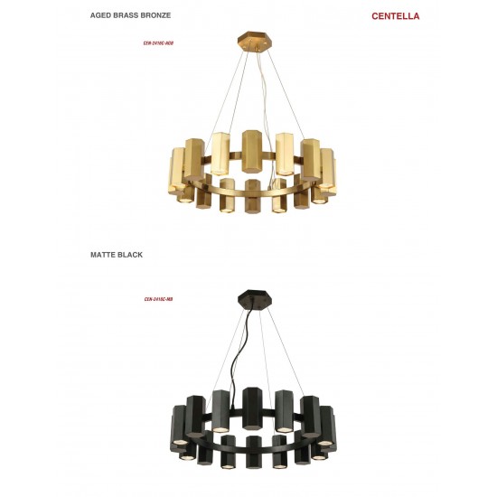 16 Light Halogen Matte Black Chandelier