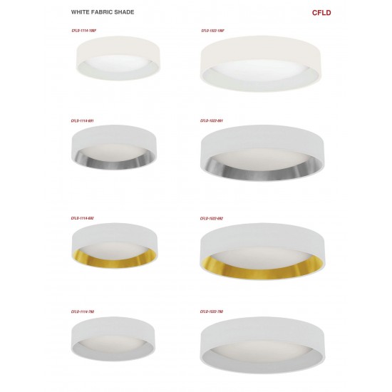 LED Flush Mount, Satin Chrome Finish, Eggshell Shade, CFLD-1114-198F