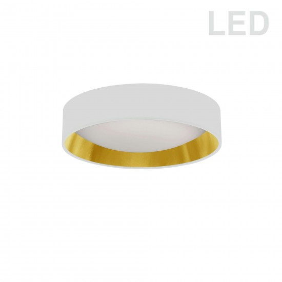 11" Light Flush Mount Fixture White/Gold Shade