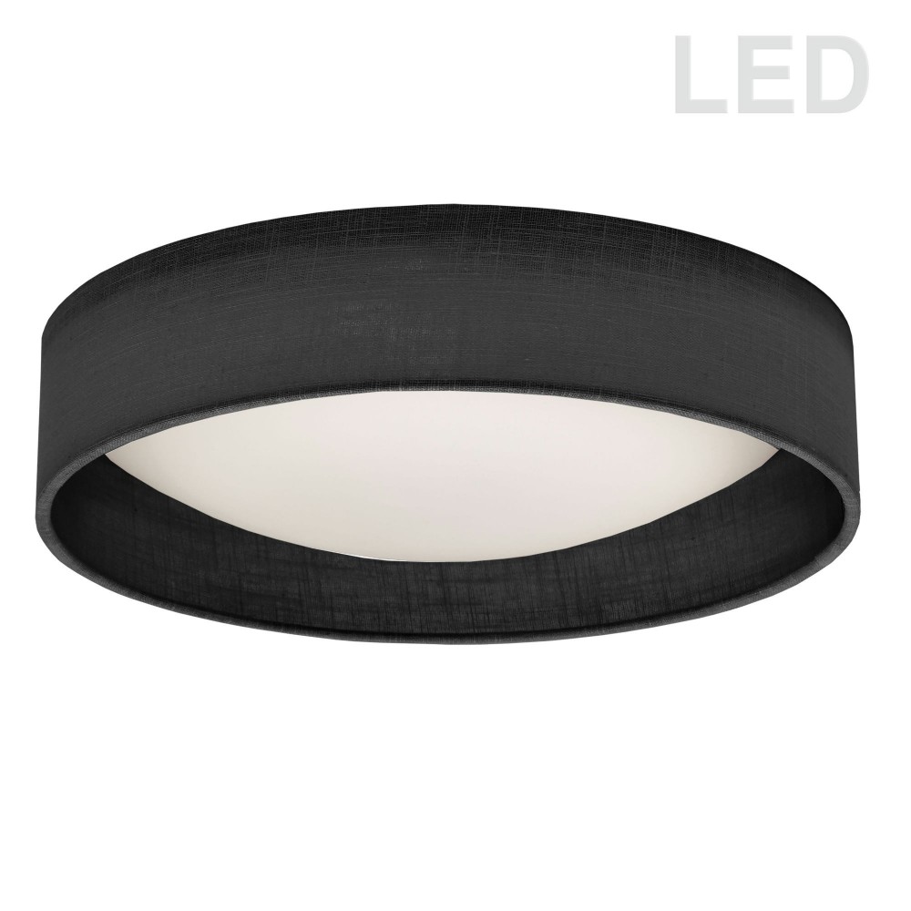 15" Light Flush Mount Fixture Black/Clear Shade