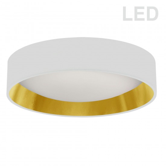 15" Light Flush Mount Fixture White/Gold Shade