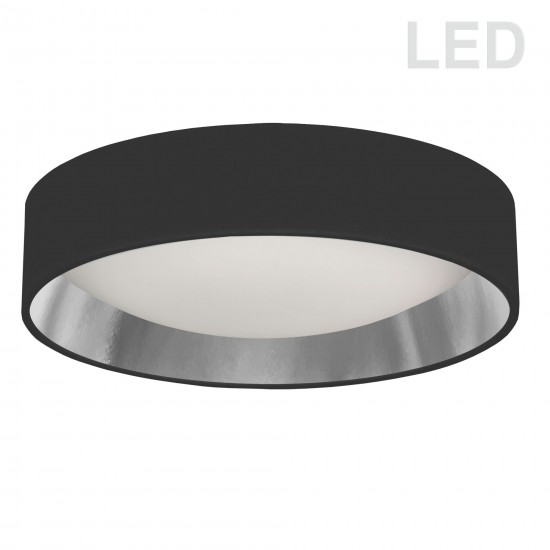 15" Light Flush Mount Fixture Black/Silver Shade