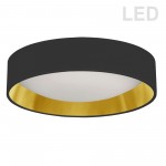 15" Light Flush Mount Fixture Black/Gold Shade