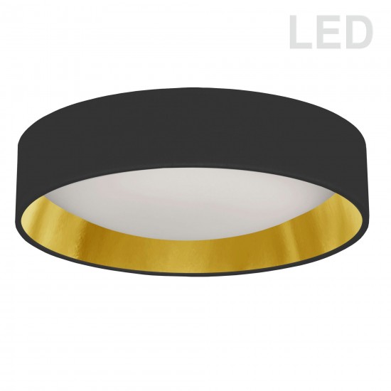 15" Light Flush Mount Fixture Black/Gold Shade