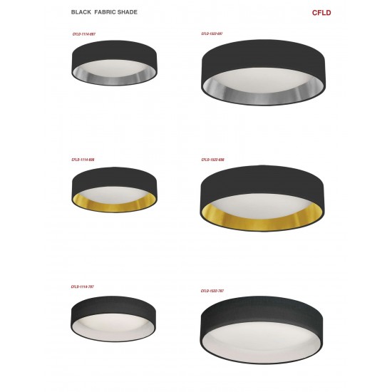 15" Light Flush Mount Fixture Black/Gold Shade