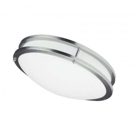 LED Ceiling Flush, 16” dia, Satin Chrome Finish