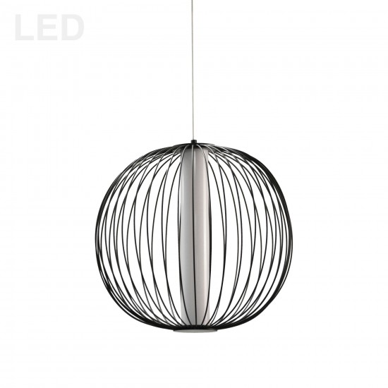 20W LED Pendant, Matte Black with White Acrylic Diffuser