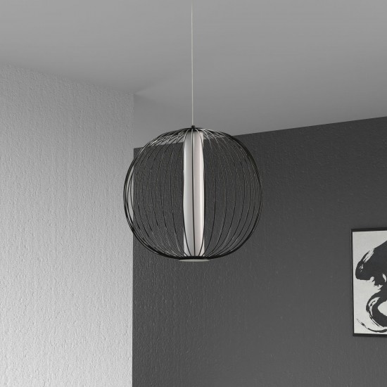 20W LED Pendant, Matte Black with White Acrylic Diffuser