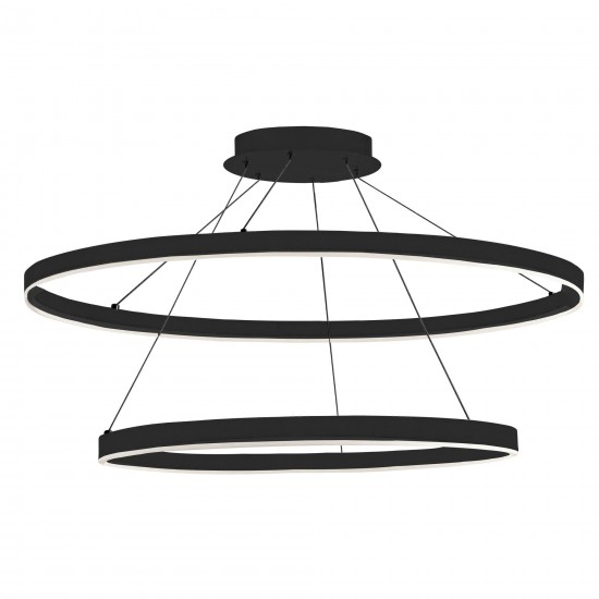 97W Chandelier, Matte Black with White Acrylic Diffuser