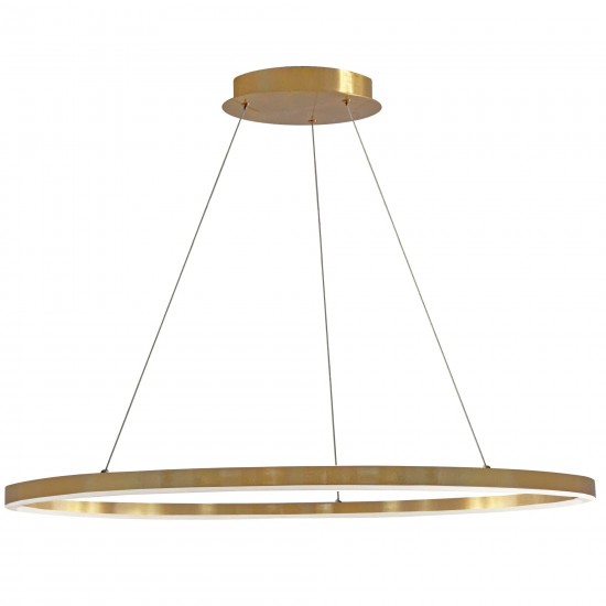 63W Horizontal Chandelier, Aged Brass with White Acrylic Diffuser