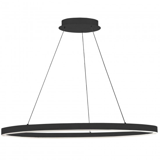 63W Horizontal Chandelier, Matte Black with White Acrylic Diffuser